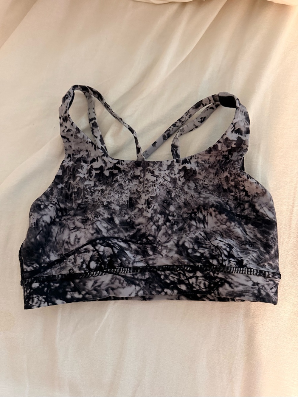 Lululemon Women's Black & Gray Marble Print Sports Bra